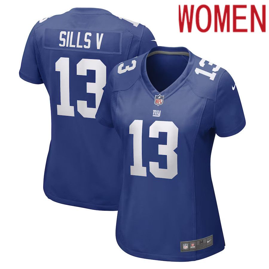 Women New York Giants #13 David Sills V Nike Royal Game Player NFL Jersey